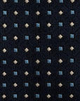 Micro Square Diamond Pattern Dark Navy Woven Silk Tie