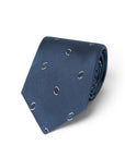 Oval Motif Pattern Slate Blue Woven Silk Tie