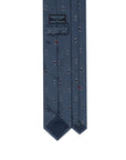 Oval Motif Pattern Slate Blue Woven Silk Tie