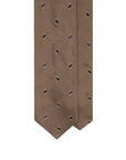 Oval Motif Pattern Milk Brown Woven Silk Tie