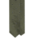 Oval Motif Pattern Olive Green Woven Silk Tie