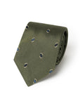 Oval Motif Pattern Olive Green Woven Silk Tie