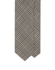 Glen Check Pattern Black & Ivory Woven Silk Tie