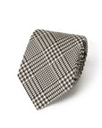 Glen Check Pattern Black & Ivory Woven Silk Tie