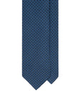 Blue Geometric Square Pattern Dark Navy Printed Silk Tie