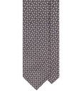 Chain Link Pattern Sand Beige & Navy Printed Silk Tie