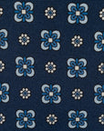 Blue Floral Medallion Pattern Navy Printed Silk Tie