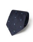 Leaf Motif Pattern Dark Navy Woven Silk Tie