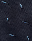 Leaf Motif Pattern Dark Navy Woven Silk Tie