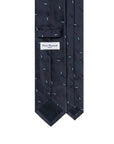 Leaf Motif Pattern Dark Navy Woven Silk Tie