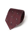 Leaf Motif Pattern Burgundy Woven Silk Tie