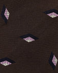 Lilac Diamond Pattern Dark Brown Woven Silk Tie