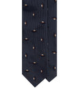Brown Diamond Pattern Dark Navy Woven Silk Tie