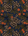 100th Anniversary Big Floral Pattern Navy, Olive Green & Rust Orange Wool Scarf