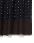 Mini Flower Square Pattern Dark Navy Wool-Modal Scarf