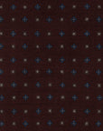 Mini Flower Square Pattern Burgundy Wool-Modal Scarf