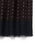Mini Flower Square Pattern Dark Brown Wool-Modal Scarf