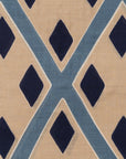 Big Diamond Pattern Sand Beige, Steel Blue & Navy Wool-Modal Scarf