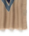 Big Diamond Pattern Sand Beige, Steel Blue & Navy Wool-Modal Scarf