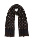 Medallion Pattern Dark Brown Wool-Modal Scarf
