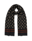 Medallion Pattern Black Wool-Modal Scarf