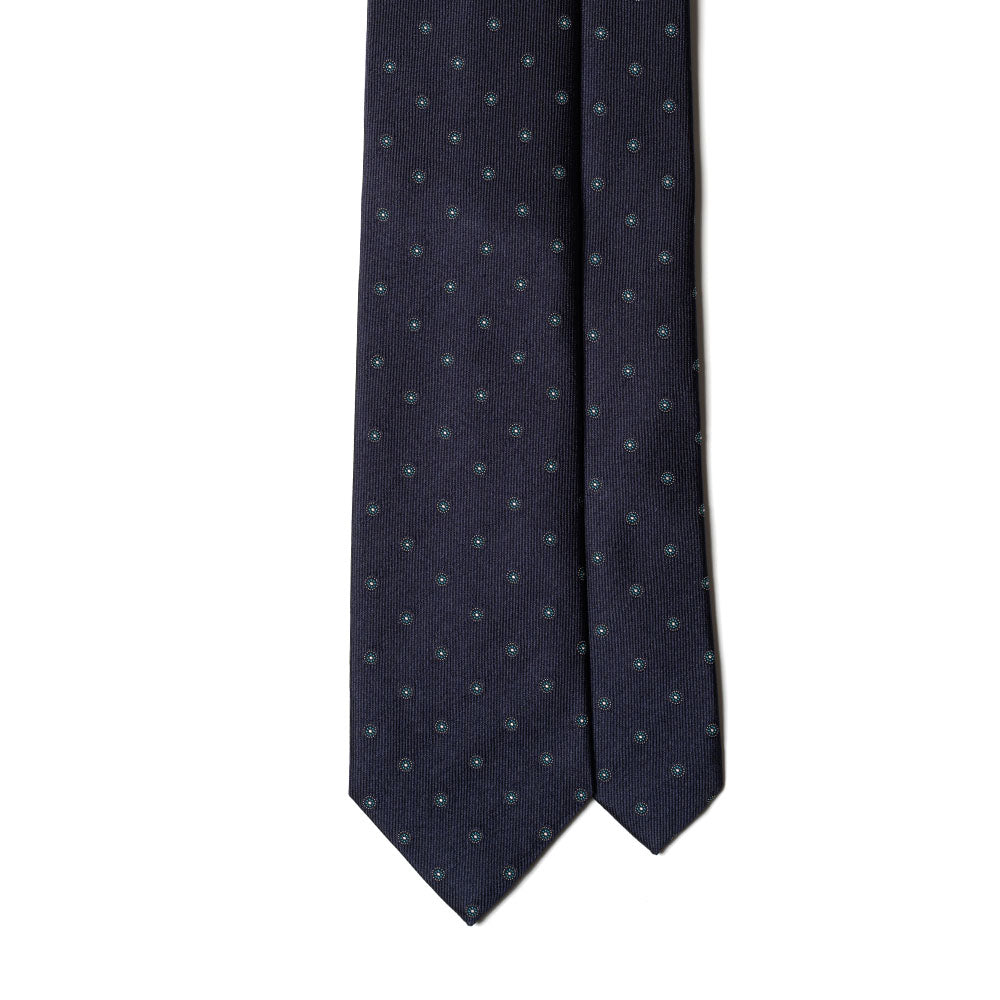 Dot Medallion Classic Navy Woven Silk