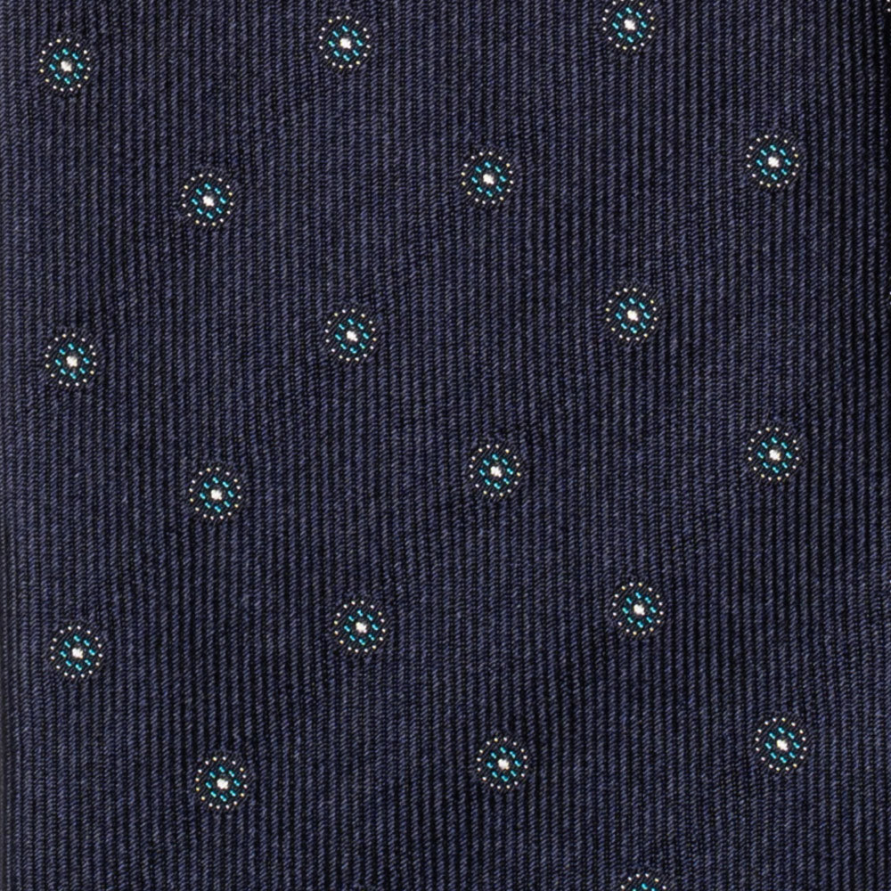 Dot Medallion Classic Navy Woven Silk