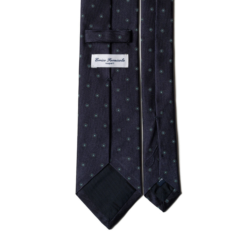 Dot Medallion Classic Navy Woven Silk
