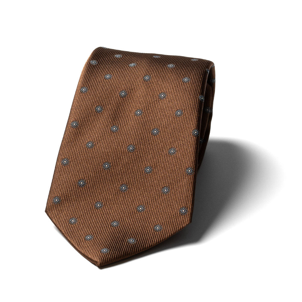Dot Medallion Milk Brown Woven Silk