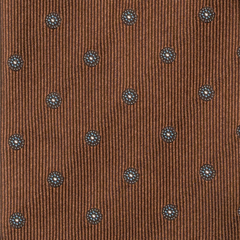 Dot Medallion Milk Brown Woven Silk