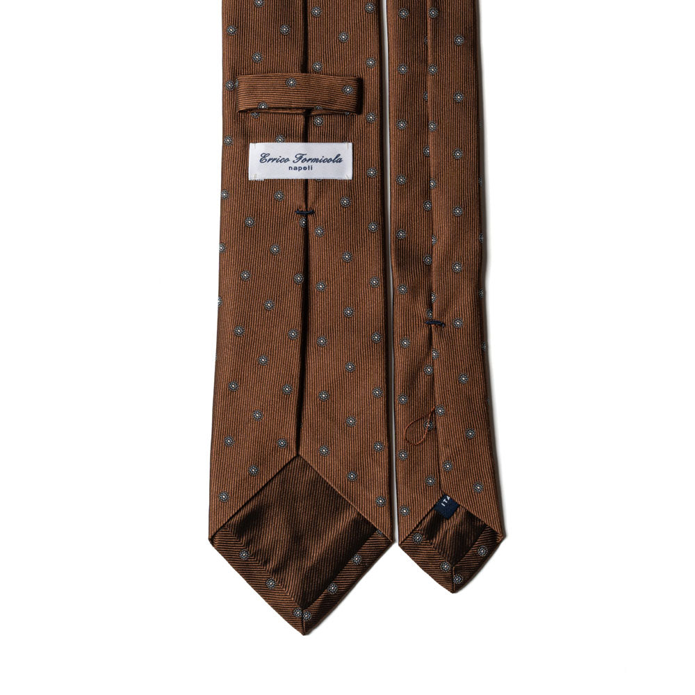 Dot Medallion Milk Brown Woven Silk