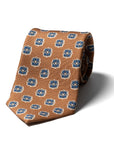 Floral Medallion Camel Brown Printed Silk