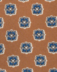 Floral Medallion Camel Brown Printed Silk