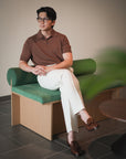 Sienna Brown Cotton Short-Sleeve Knit Polo