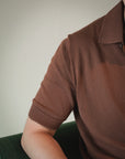 Sienna Brown Cotton Short-Sleeve Knit Polo