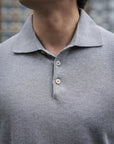 Stone Gray Cotton Short-Sleeve Knit Polo