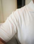 Cream White Cotton Short-Sleeve Knit Polo