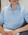 Mist Blue Cotton Short-Sleeve Knit Polo