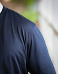 Navy Solid 60/2 Supima Cotton UV Protection Crew Neck T-Shirt