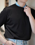 Black Solid 60/2 Supima Cotton UV Protection Crew Neck T-Shirt