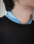 Geometric Half-Moon Pattern Brown Blue Cotton Bandana