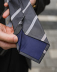Silver Stripe Charcoal Gray Woven Silk Tie