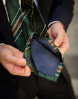 Multi-Stripe Dark Green, Teal Blue & Camel Brown Woven Silk Tie