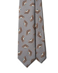 Diamond Medallion Pastel Grey Printed Silk Tie
