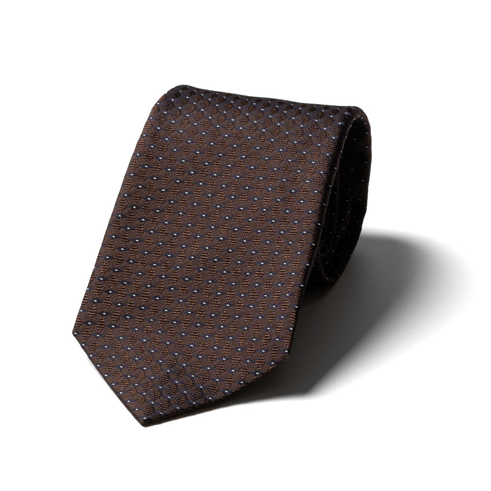 Micro Geometry Espresso Brown Woven Silk