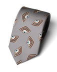 Diamond Medallion Pastel Grey Printed Silk Tie