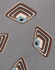 Diamond Medallion Pastel Grey Printed Silk Tie