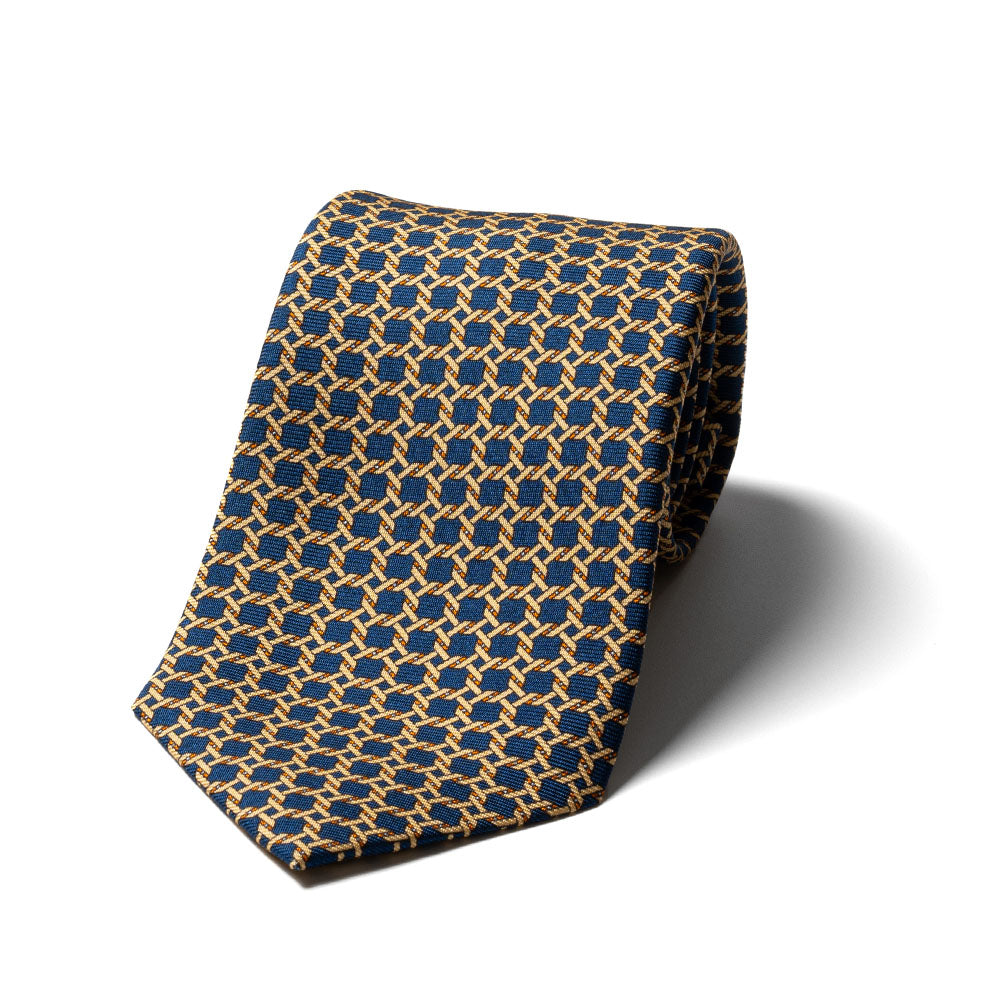 Chain Link Midnight Blue Printed Silk