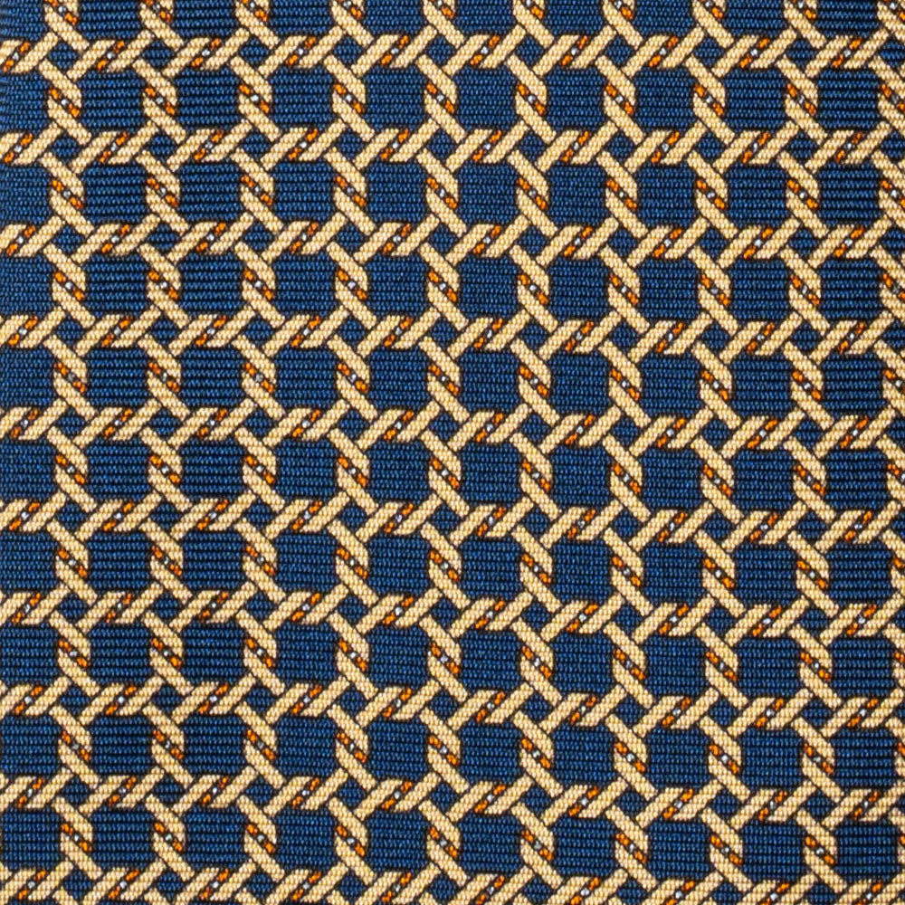 Chain Link Midnight Blue Printed Silk