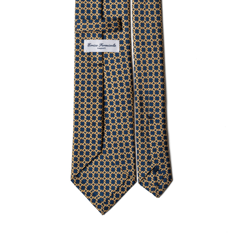Chain Link Midnight Blue Printed Silk